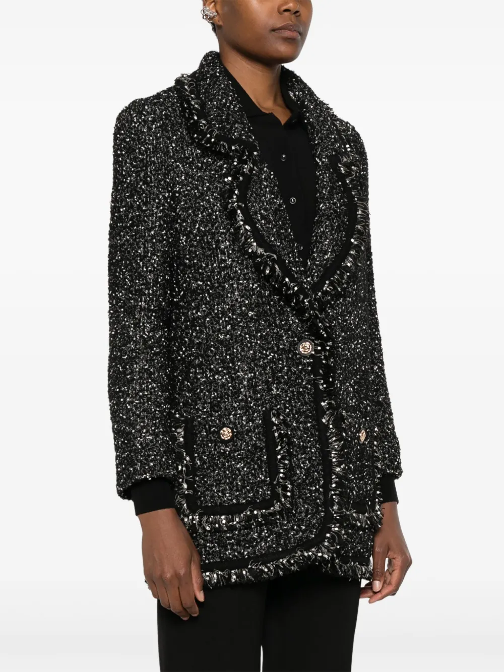 EDWARD ACHOUR PARIS ノーカラー ツイード ジャケット 安い 通販