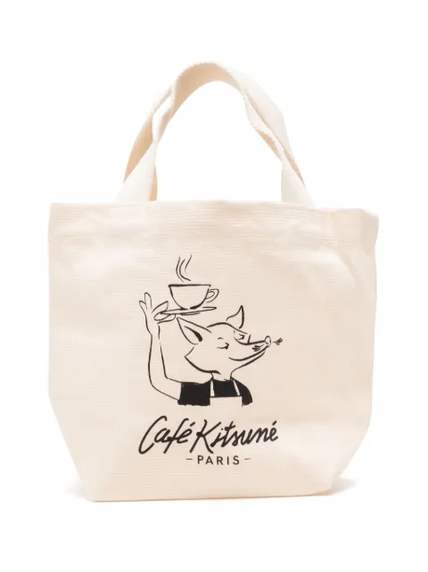 CAFÉ KITSUNÉ logo print canvas tote bag