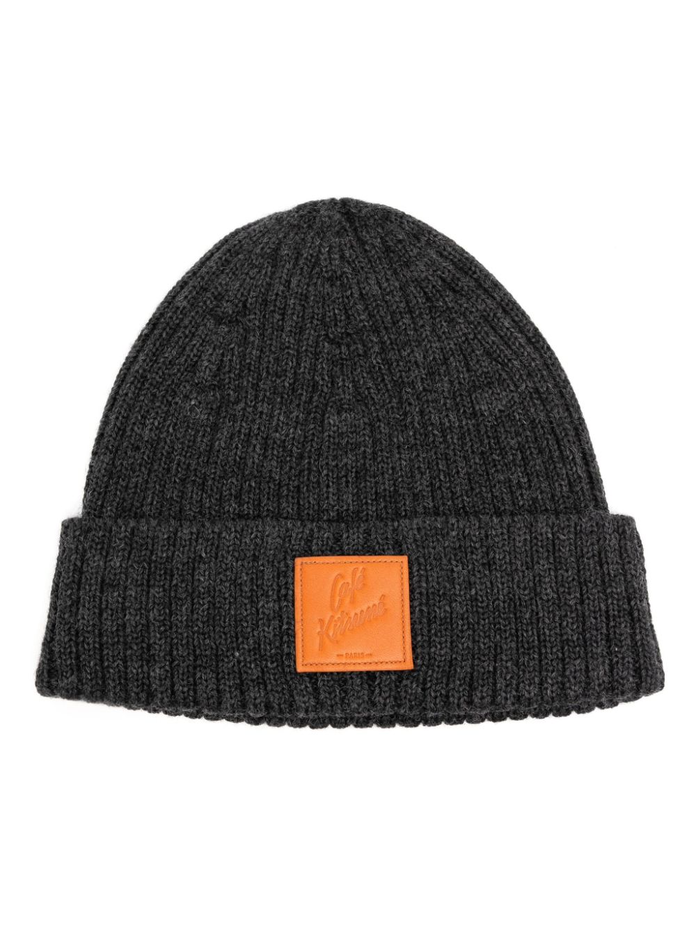 logo-patch ribbed knit beanie