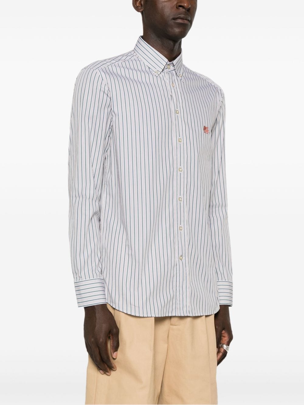 Shop Etro Striped Shirt In Green