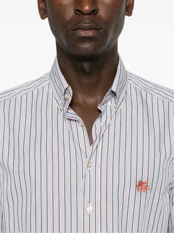 Tシャツ・カットソー ETRO FW25 'Pegaso' striped shirt (MRIB000499TR575 S8460) ETRO Striped Shirt | Green | FARFETCH