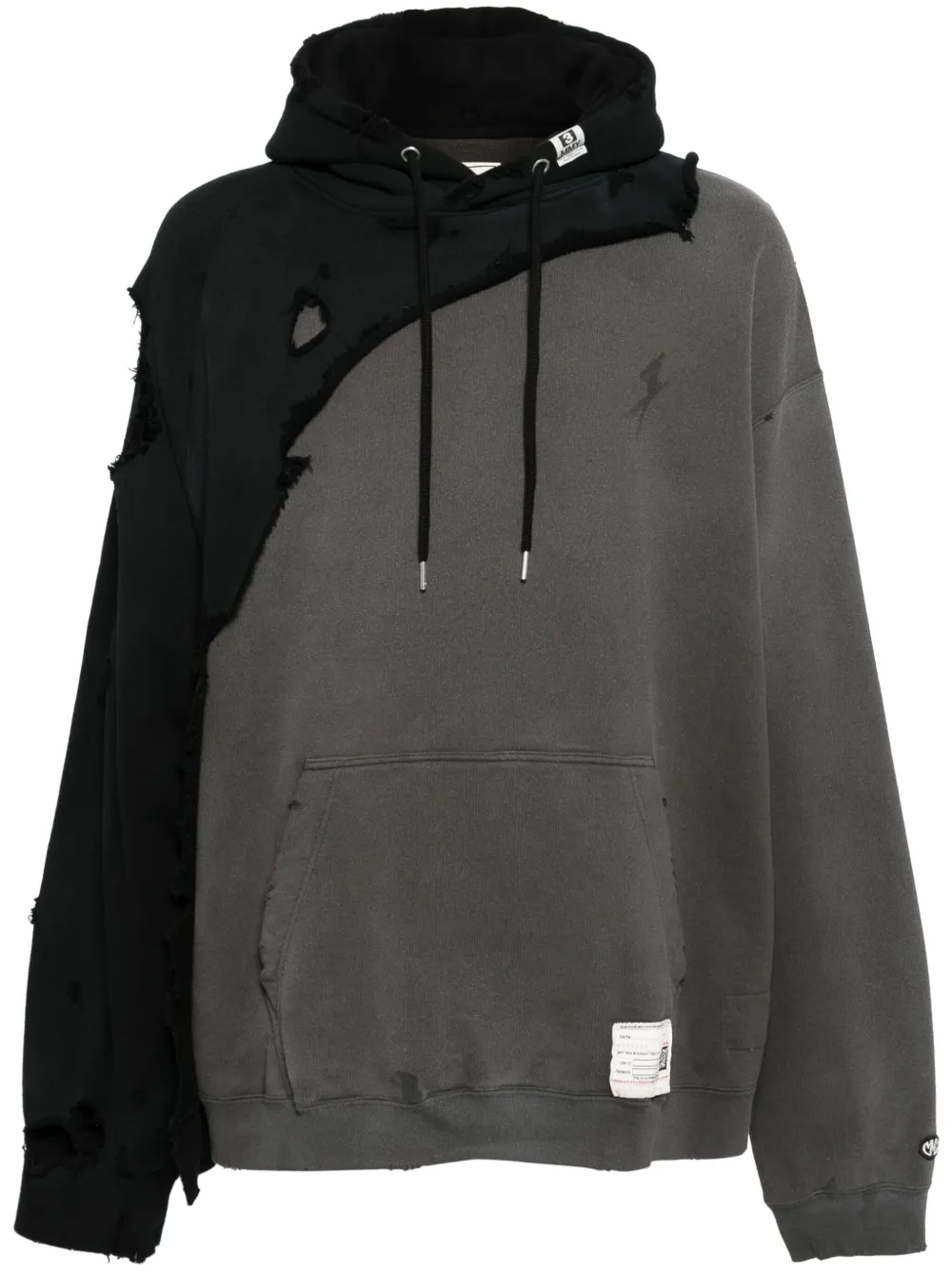 Maison MIHARA YASUHIRO Gerafelde katoenen hoodie Zwart