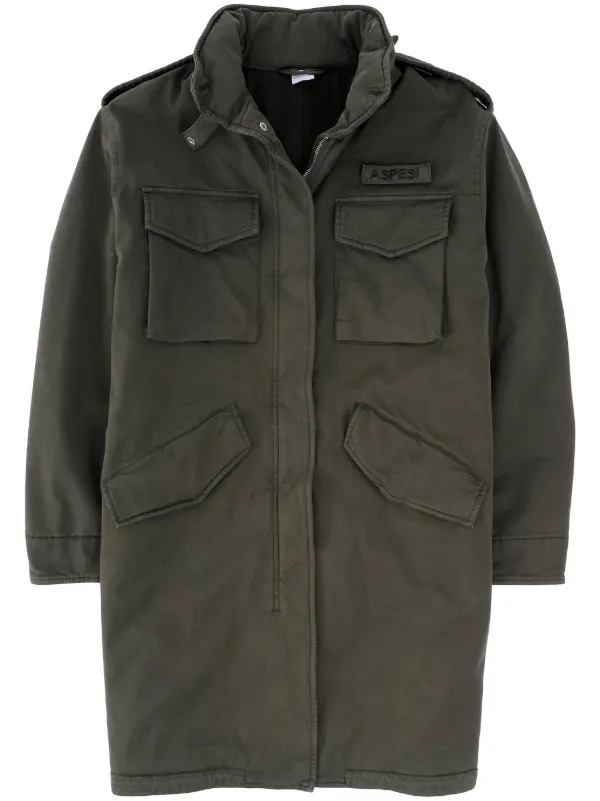 ASPESI Hooded Gabardine Coat Green FARFETCH MY