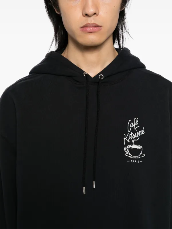 CAFÉ KITSUNÉ Coffee Cup Hoodie | Black | FARFETCH BN