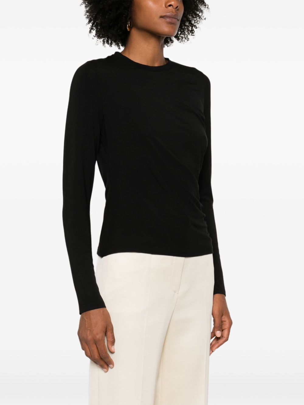 VINCE DRAPED LONG-SLEEVE T-SHIRT 