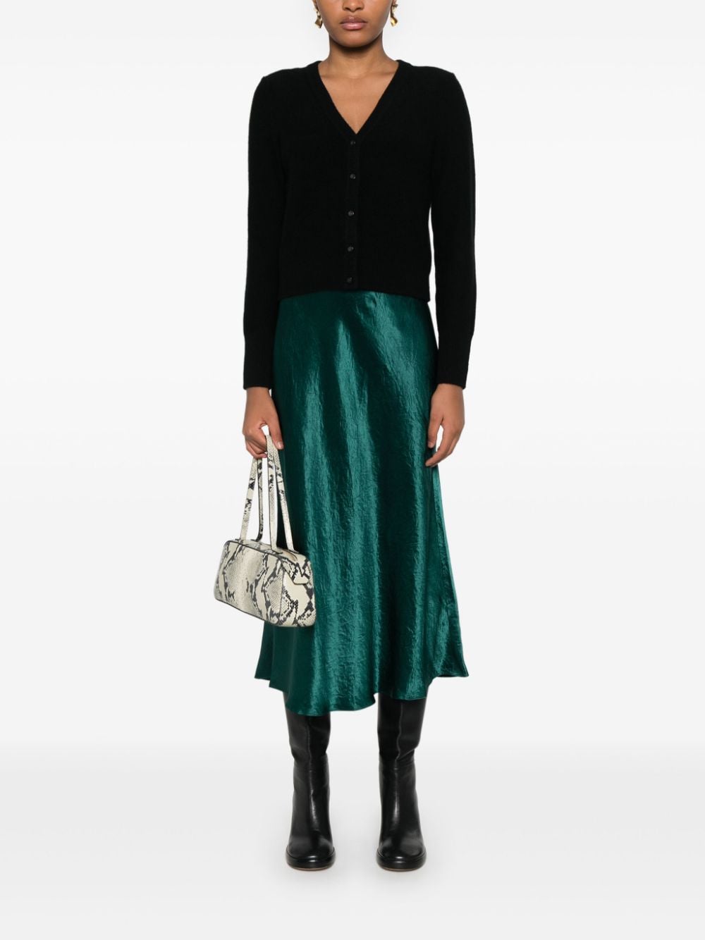 Vince satin midi skirt - Groen