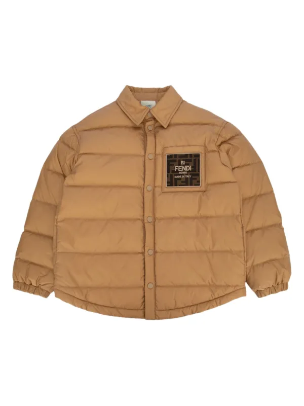 Fendi Kids ロゴパッチ パデッドジャケット | ブラウン | FARFETCH JP