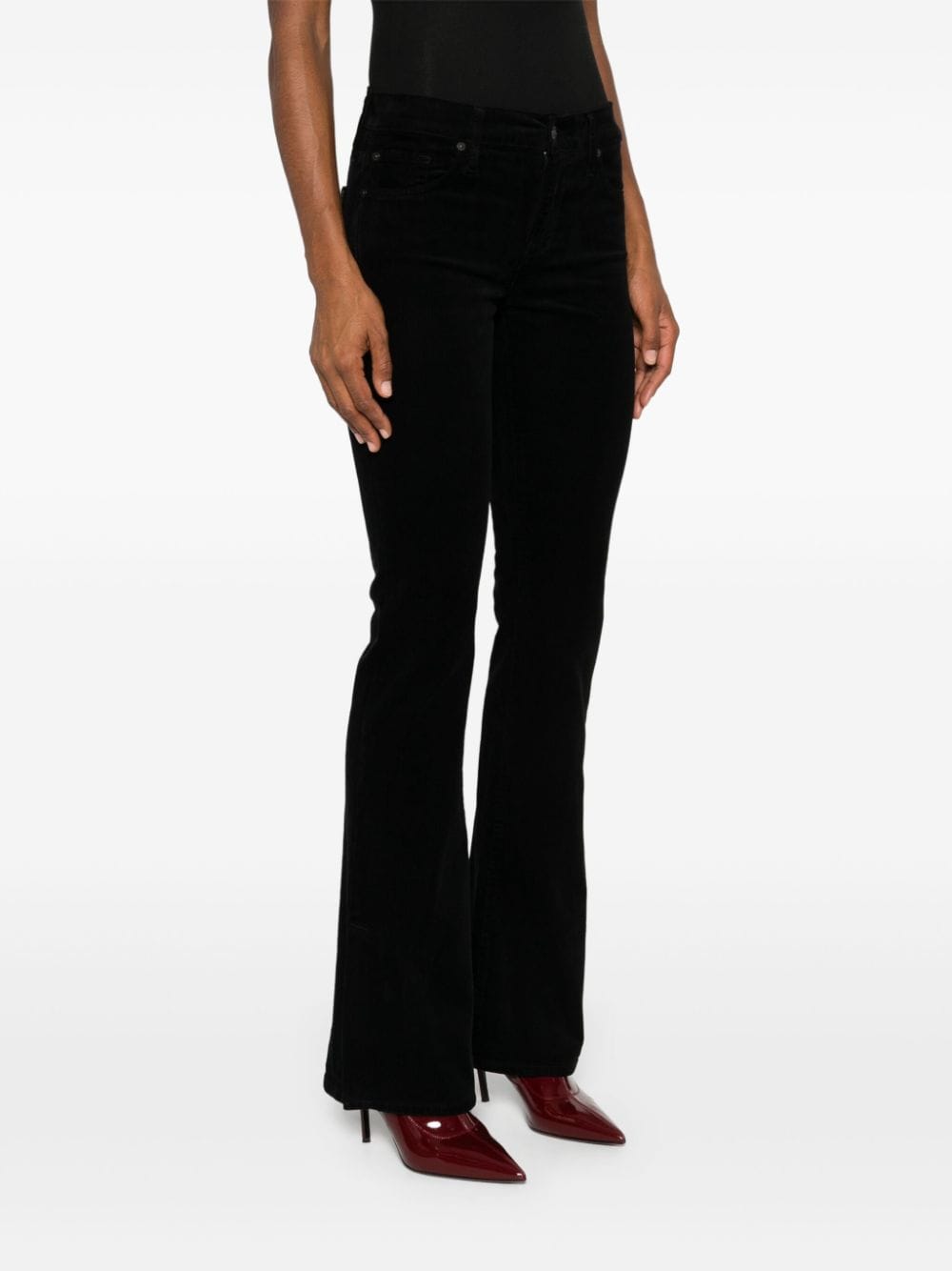 Shop 7 For All Mankind Bootcut Corduroy Trousers In Schwarz