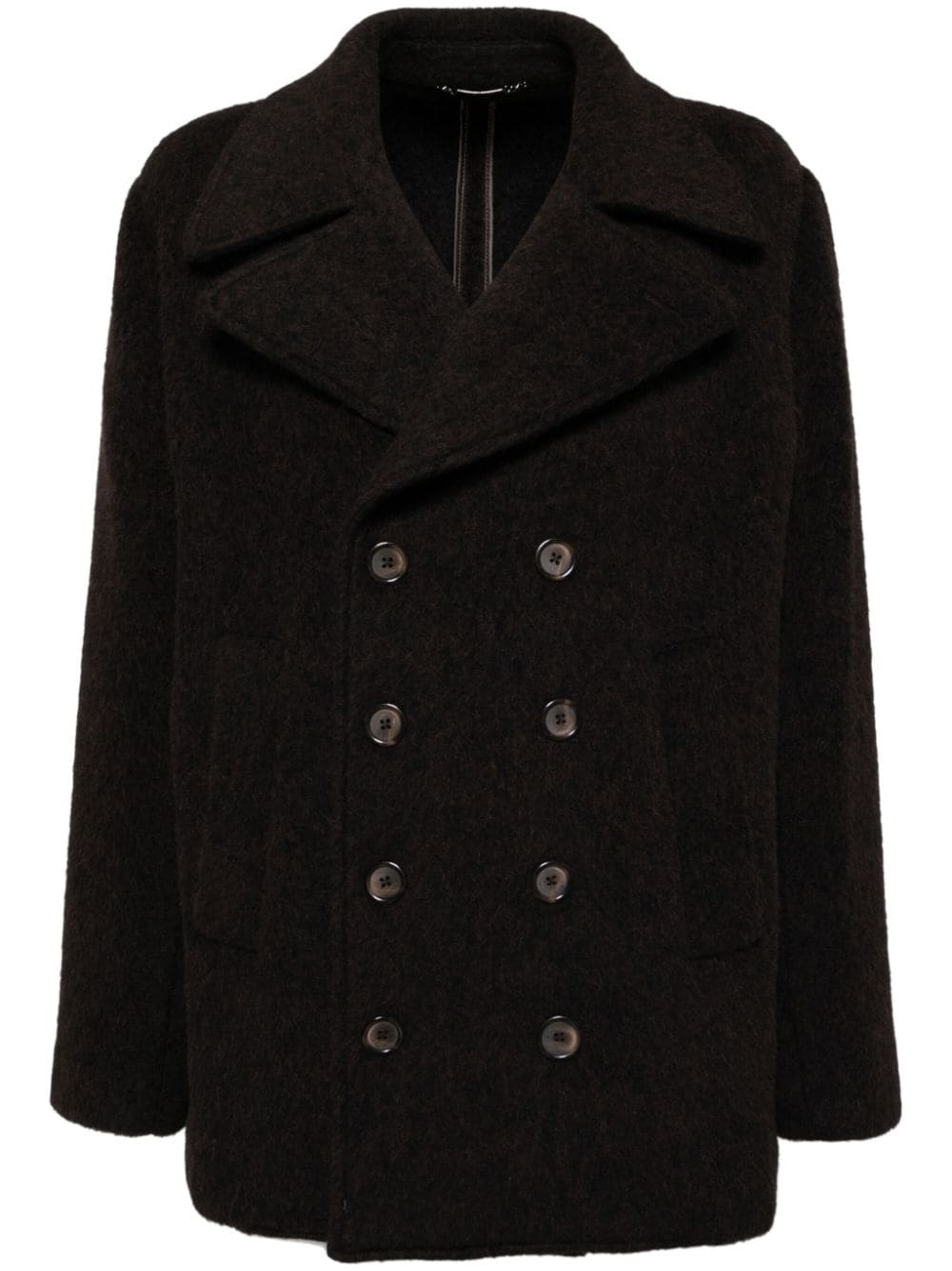 Shop Dolce & Gabbana Double-breasted Melange Coat In Brown