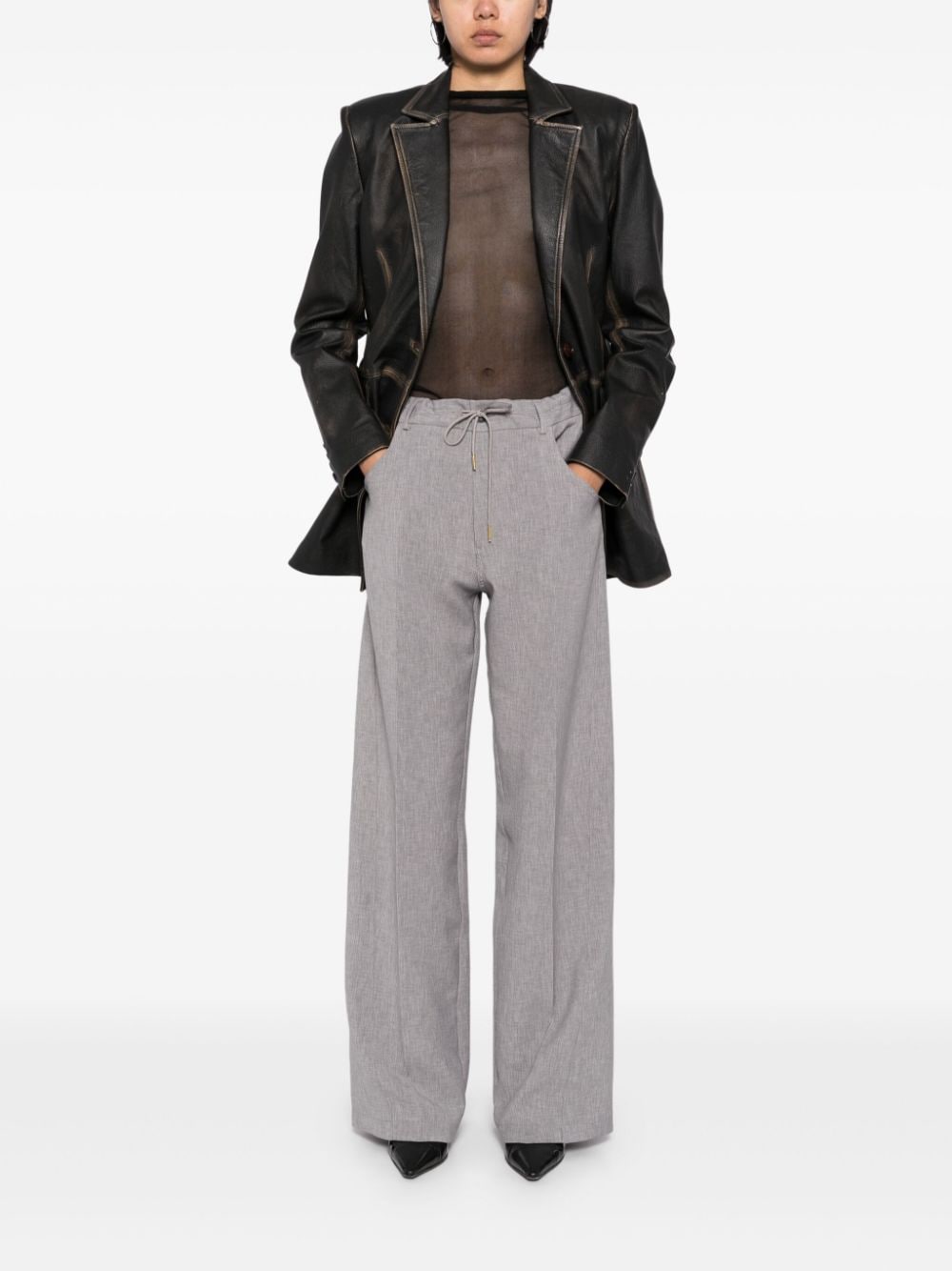 Shop Darkpark Paper Bag Trousers In Grey