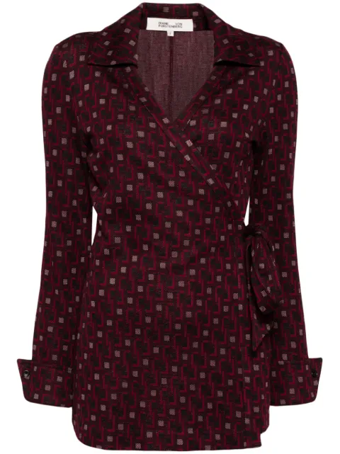 DVF Diane von Furstenberg geometric print wrap shirt