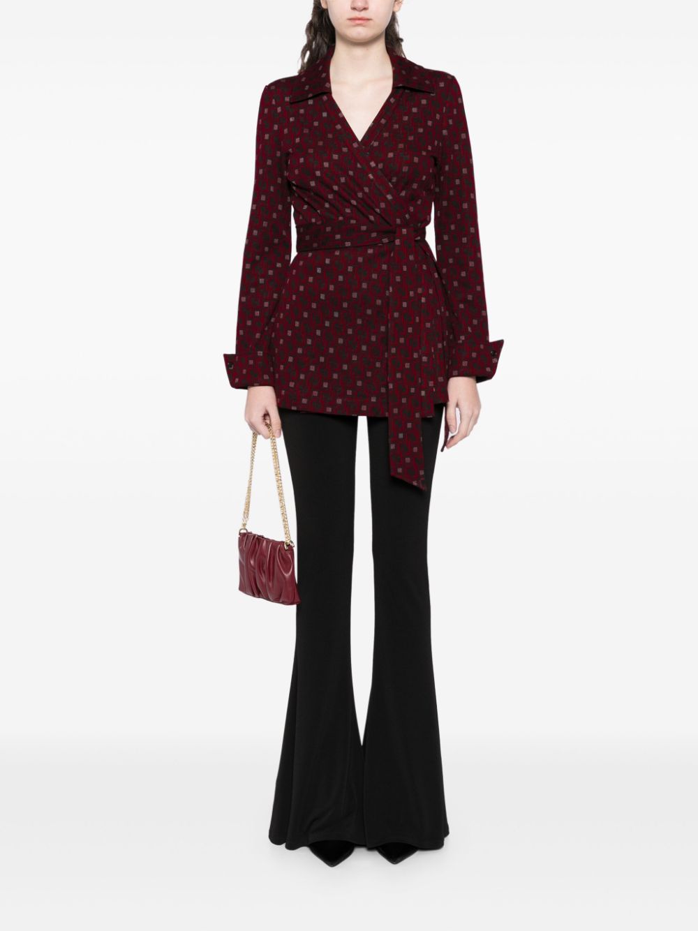 DVF Diane von Furstenberg geometric print wrap shirt - Rood