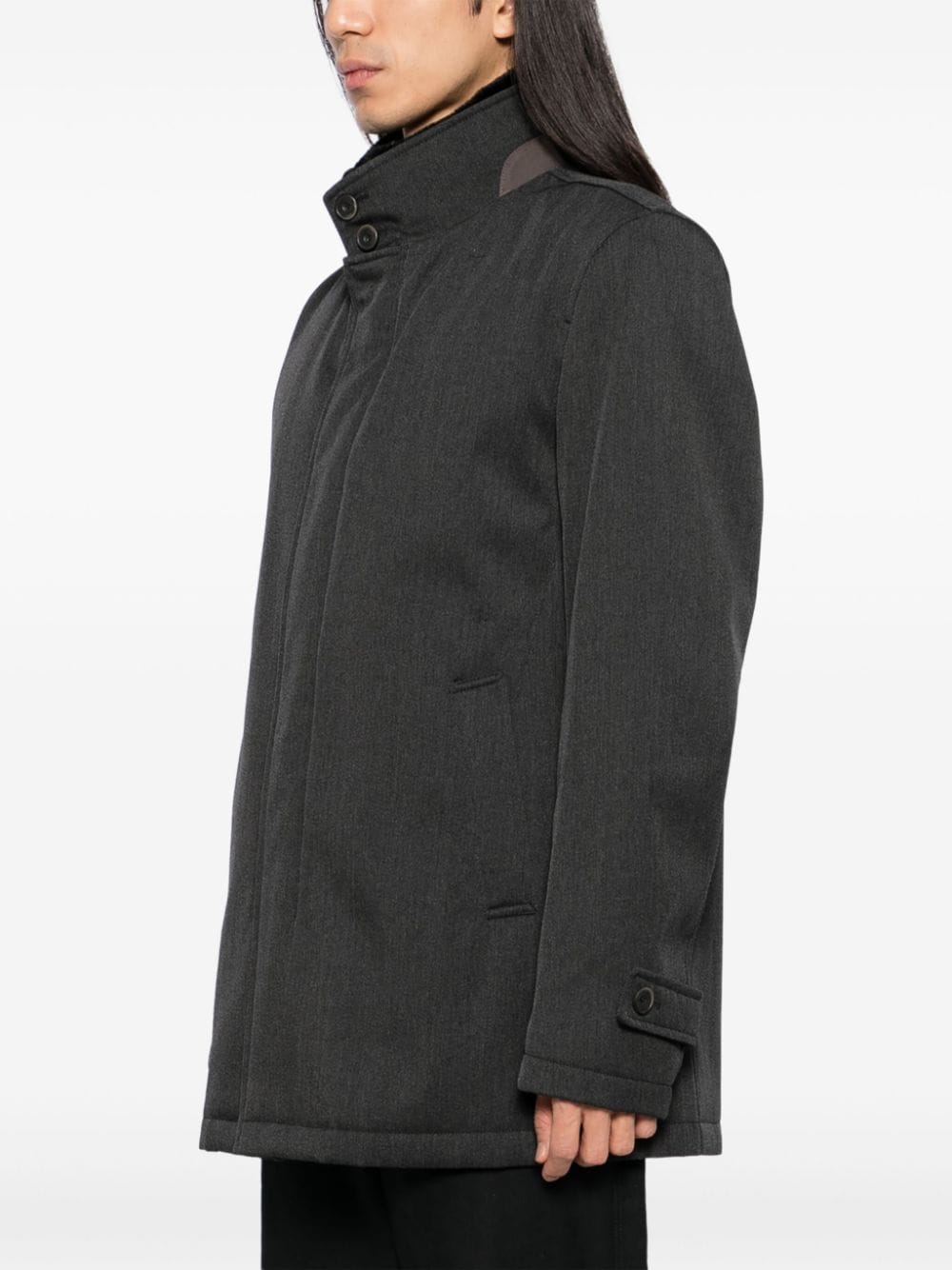 Shop Herno Wool Raincoat In Grey