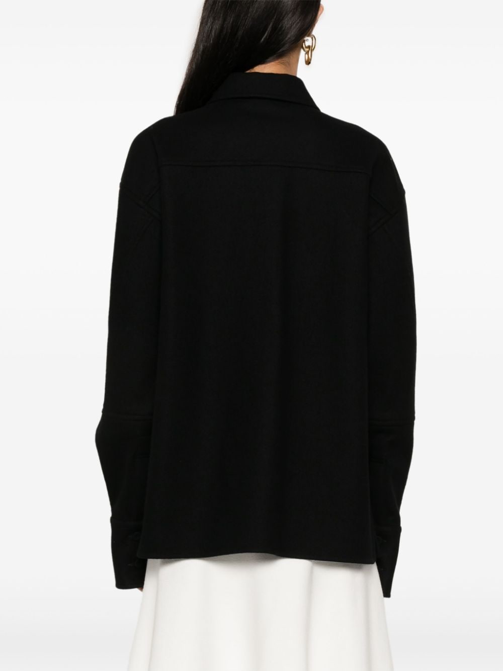 Shop Jil Sander Boiled Wool Overshirt In Black