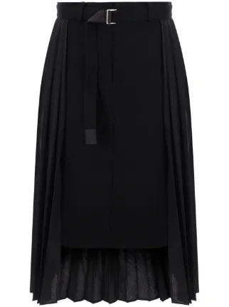【sacai】Belted Pleated Midi Skirt SACAI Belted pleated striped voile midi skirt | NET-A-PORTER