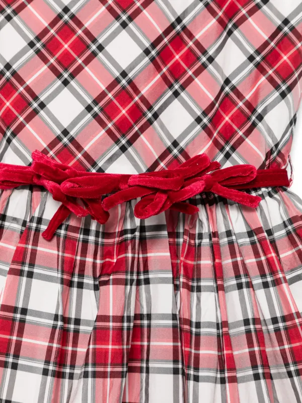 chinese dress ladies 1950s Red Tartan Plaid Cotton Swing Dress – Unique Vintage main image 0