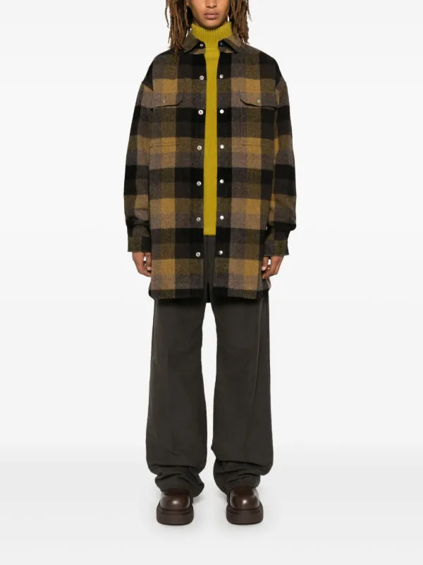 Rick Owens チェック シャツ | ブラウン | FARFETCH JP