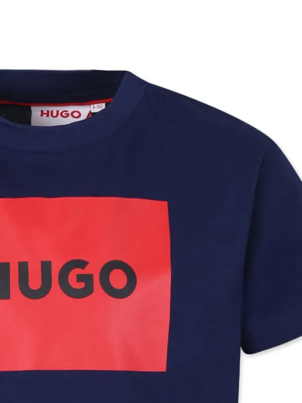 HUGO KIDS logo-print T-shirt | Blue | FARFETCH UK