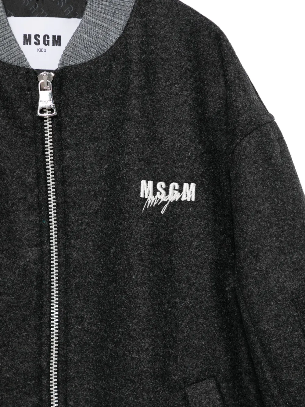 Msgm Felted Bomber Jacket In Grey