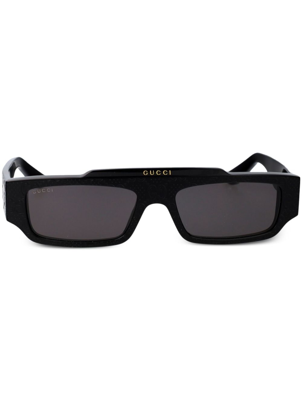 Shop Gucci Gg Rectangle-frame Sunglasses In Schwarz