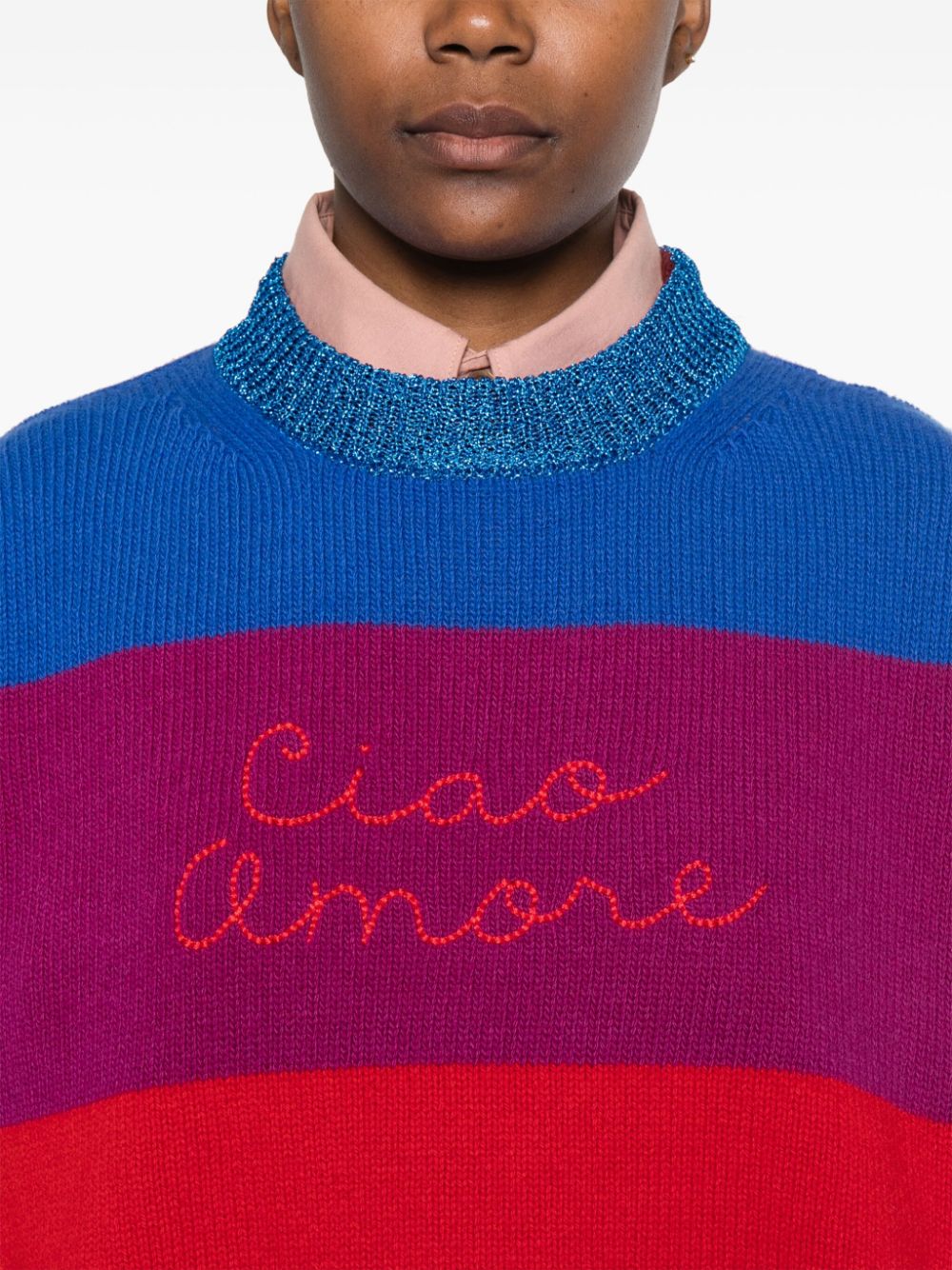 Shop Giada Benincasa Ciao Amore Maxi-stripes Sweater In Blue