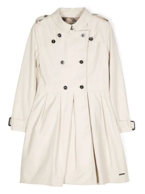 Burberry Kids pleat detailed double-breatsted coat