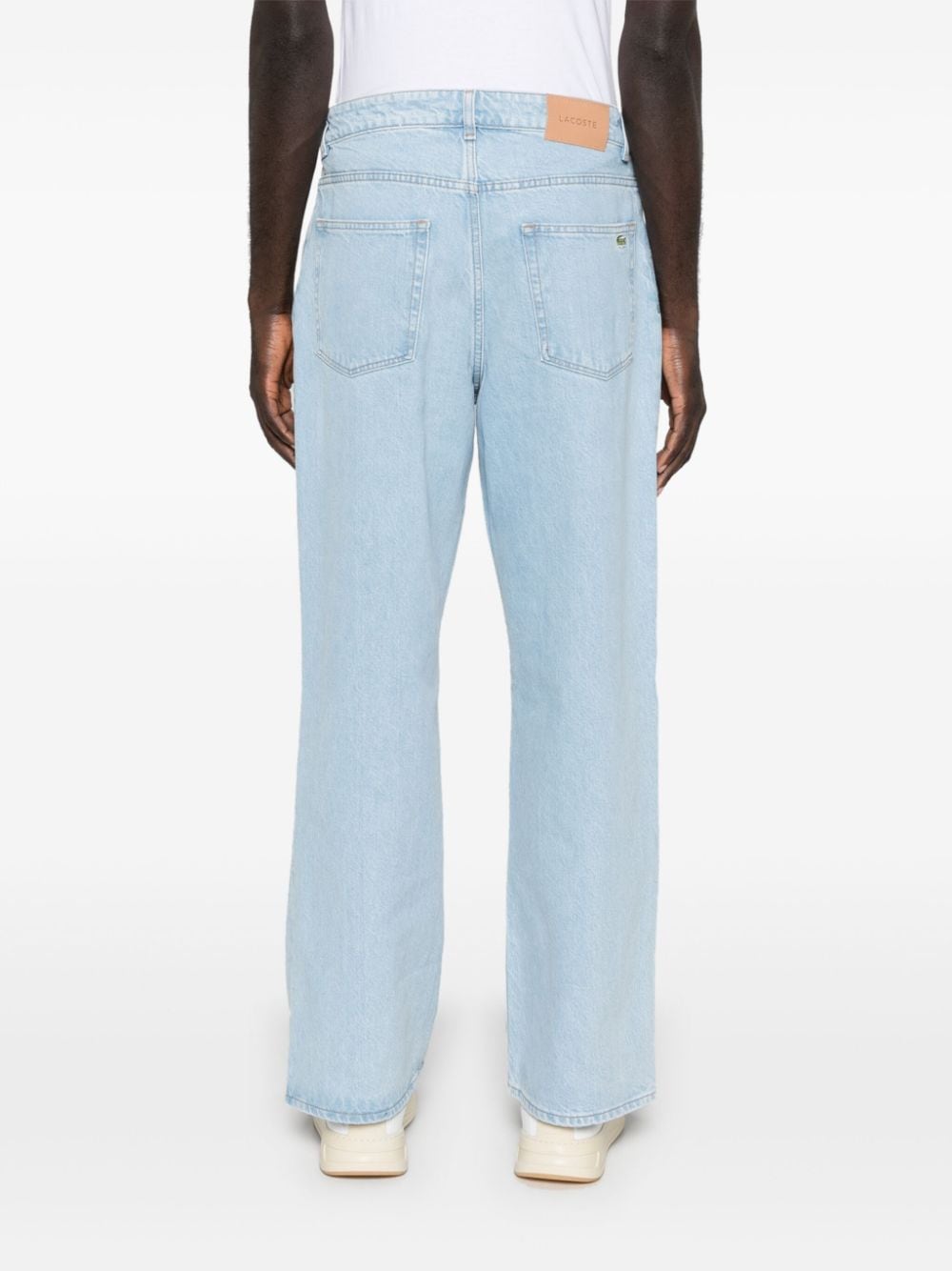 Shop Lacoste Mid-rise Straight-leg Jeans In Blue