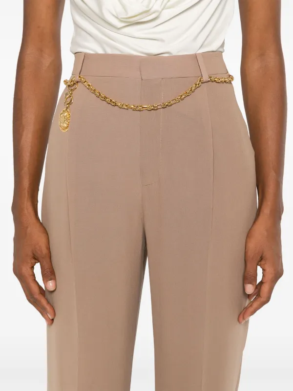 【関税&送料込】Saint Laurent Silk Crepe Trousers Saint Laurent Silk Crepe Trousers | Neutrals | FARFETCH BH