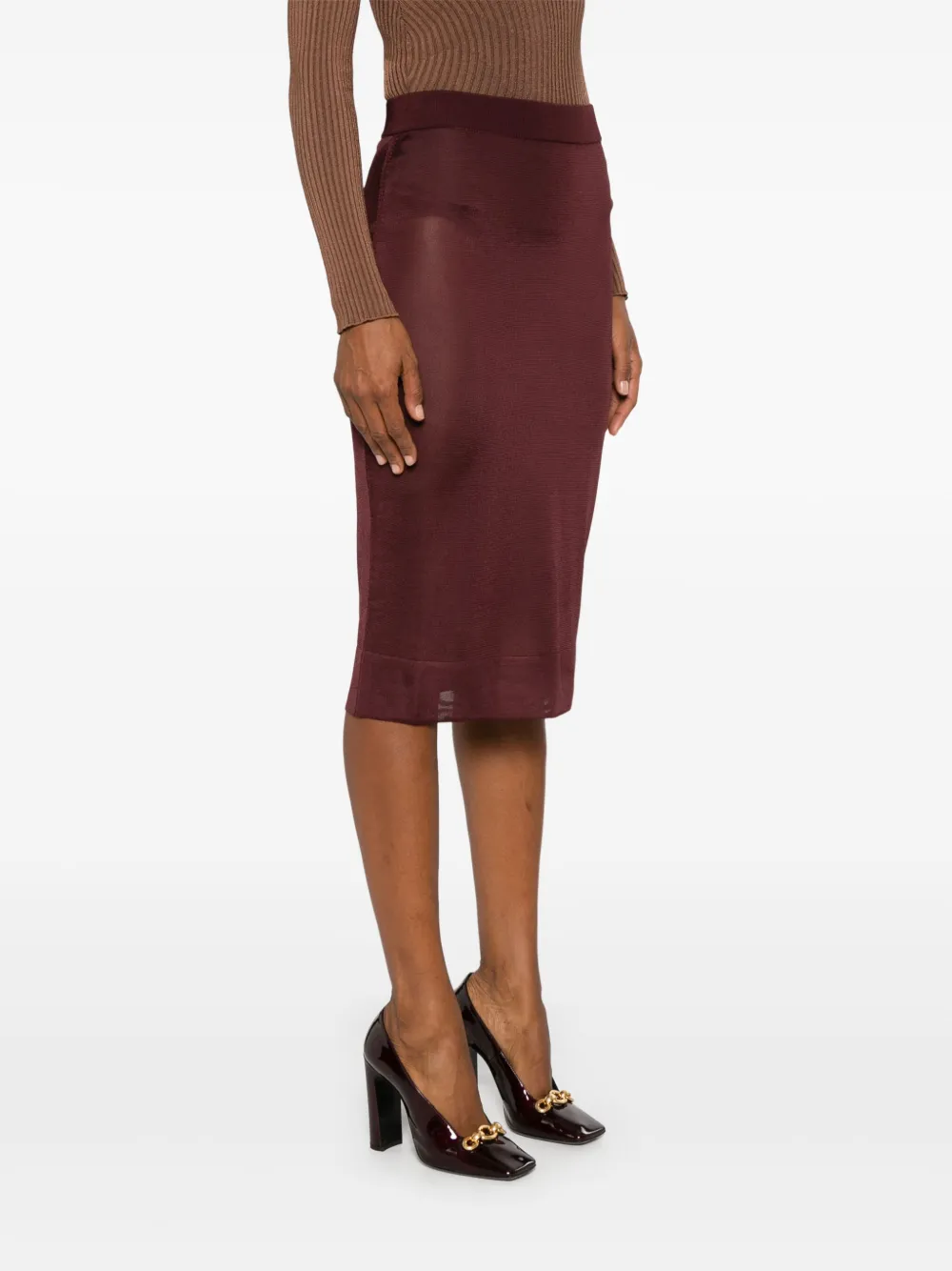 Saint Laurent Gebreide kokerrok Rood