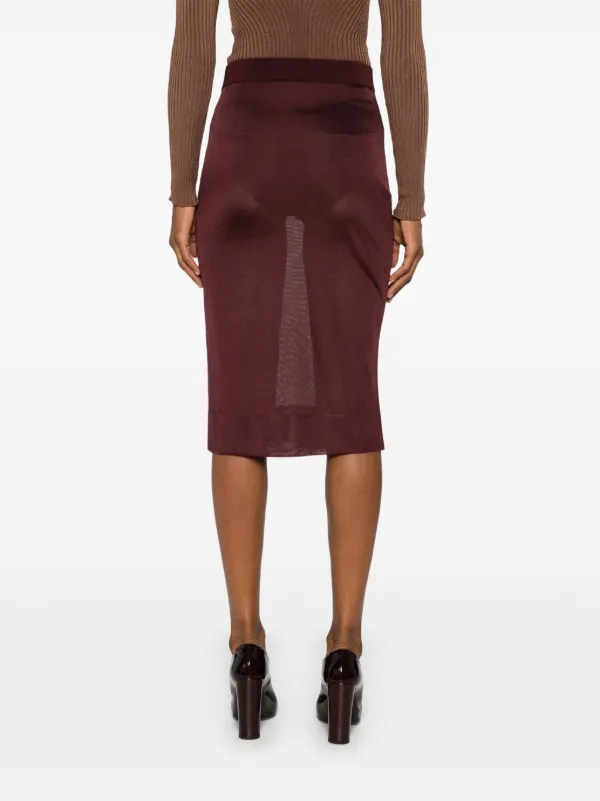 【送料&関税込】Saint Laurent Knitted Pencil Skirt Saint Laurent Knit Pencil Skirt | Brown | FARFETCH