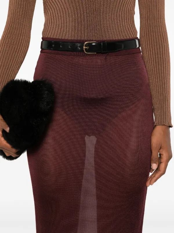 Saint Laurent Knitted Pencil Skirt | Red | FARFETCH TW