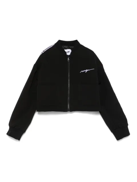 MSGM Kids logo-tape bomber jacket