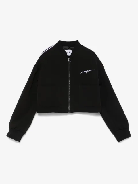 MSGM Kids logo-tape bomber jacket