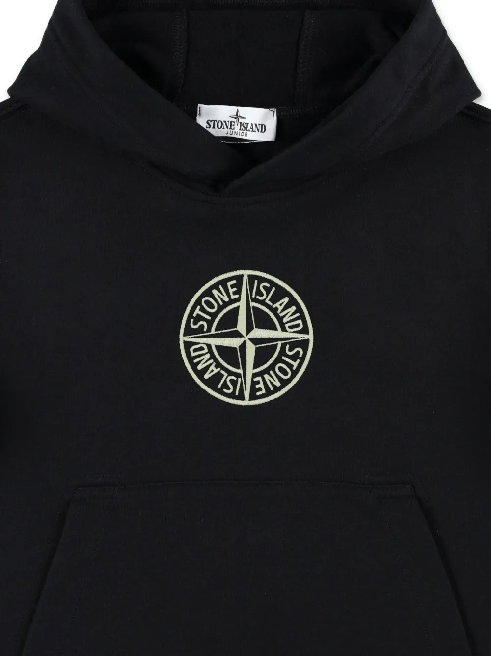 Stone Island Junior Katoenen hoodie met Compass-logopatch Zwart