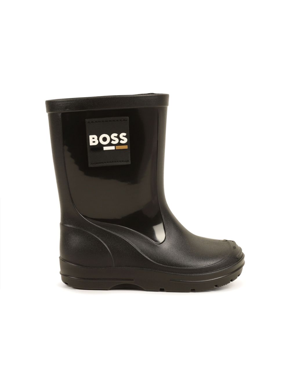 BOSS Kidswear logo-appliqué round-toe wellies Black