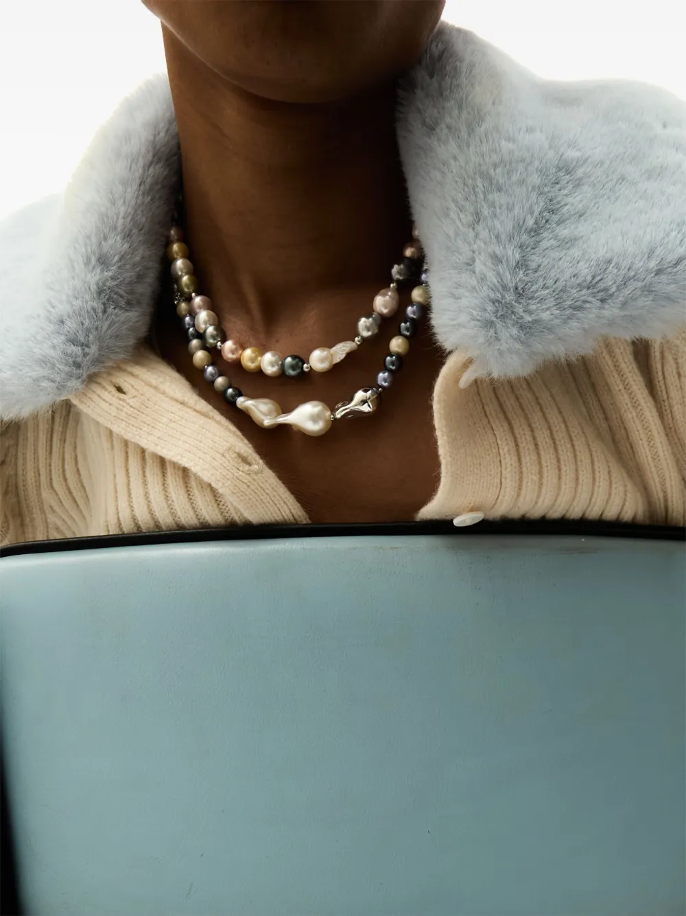 ESTILÉ Carmen pearl-embellished necklace - Zilver