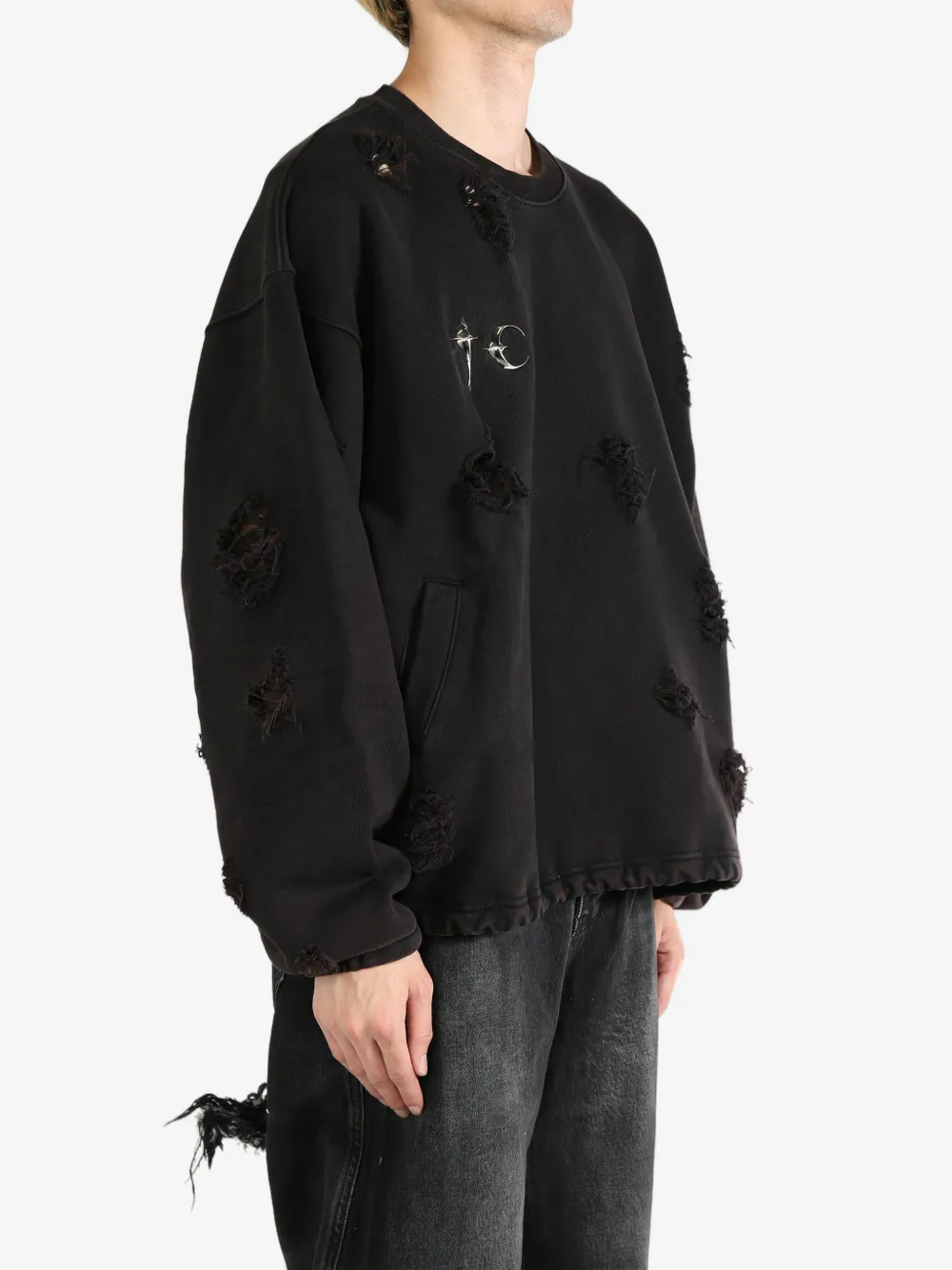 THUG CLUB Distressed Sweatshirt | Black | FARFETCH