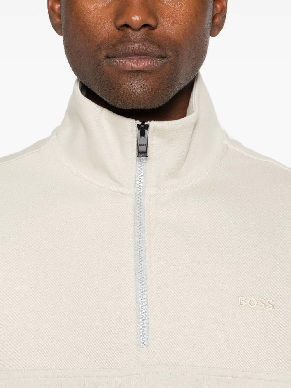 BOSS Trui met halve rits Beige