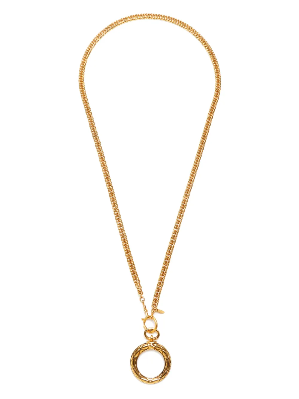 CHANEL Pre-Owned 1980 hoop pendant chain necklace | Gold | Image 1