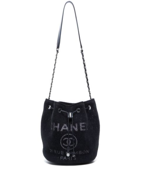 Affordable HOT SALE CHANEL 2019 Deauville drawstring bucket bag Women