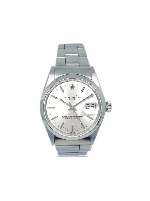 Rolex 1972 pre owned Oyster Perpetual Date 34mm White FARFETCH CA