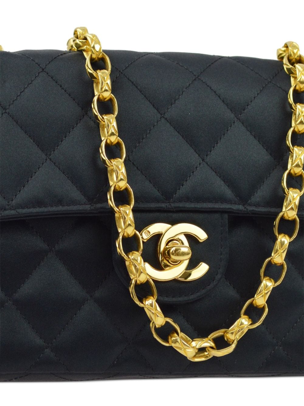 Pre-owned Chanel 1990 Mini Classic Square Flap Shoulder Bag In Black