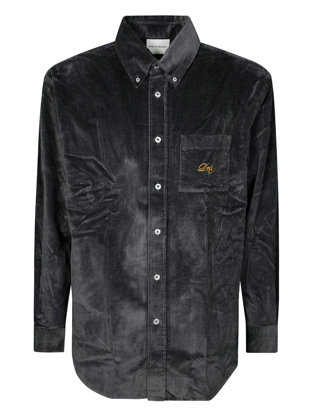 Drôle De Monsieur Drôle embroidered-logo corduroy shirt | Grey | Image 1