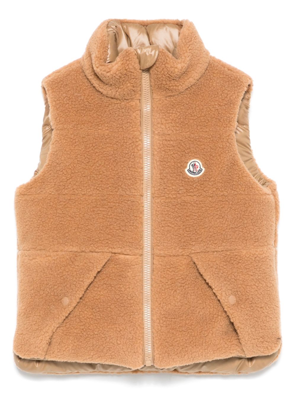 Moncler Enfant logo-patch vest - Brown