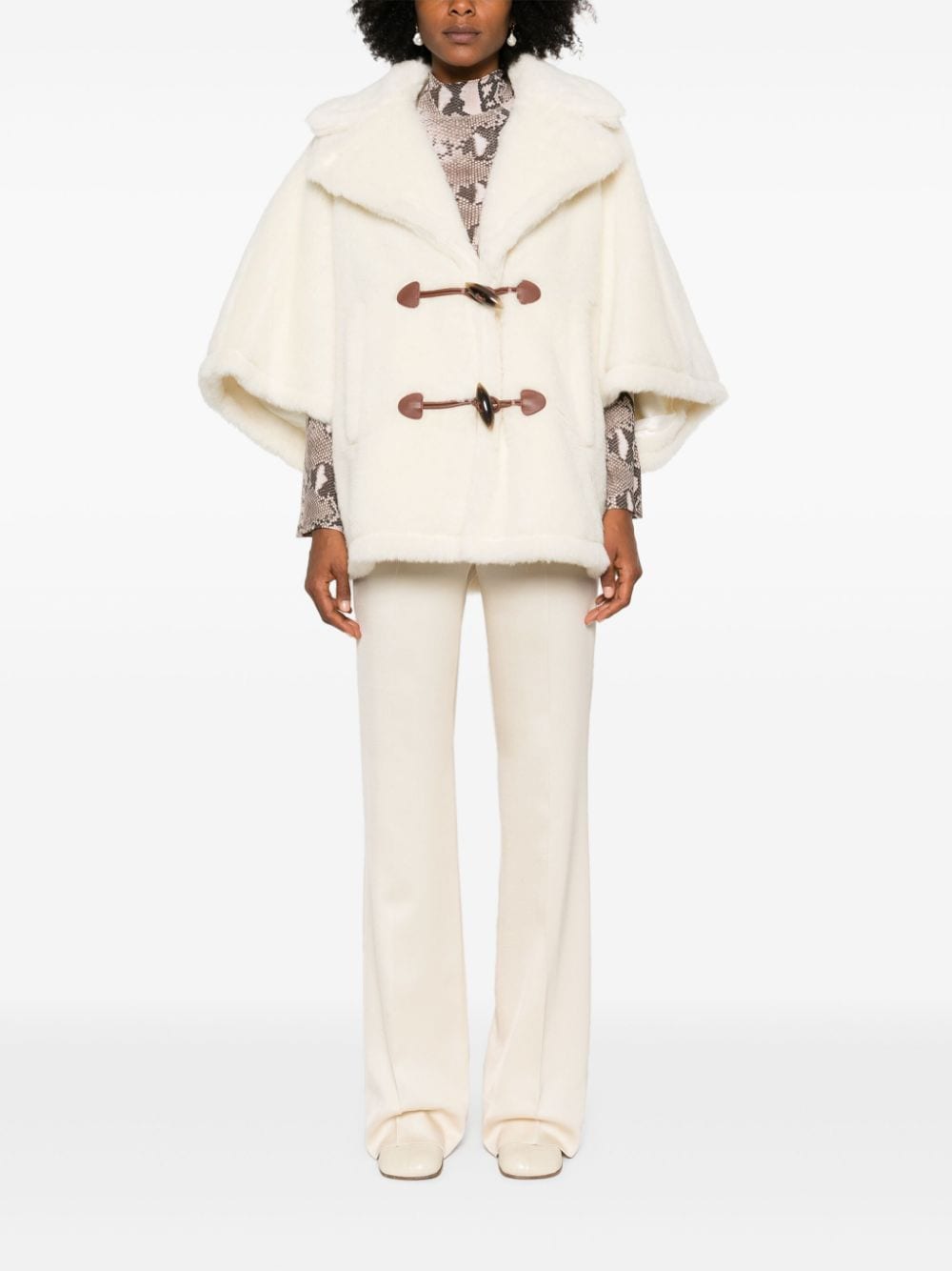 Shop Max Mara Shearling Coat In White