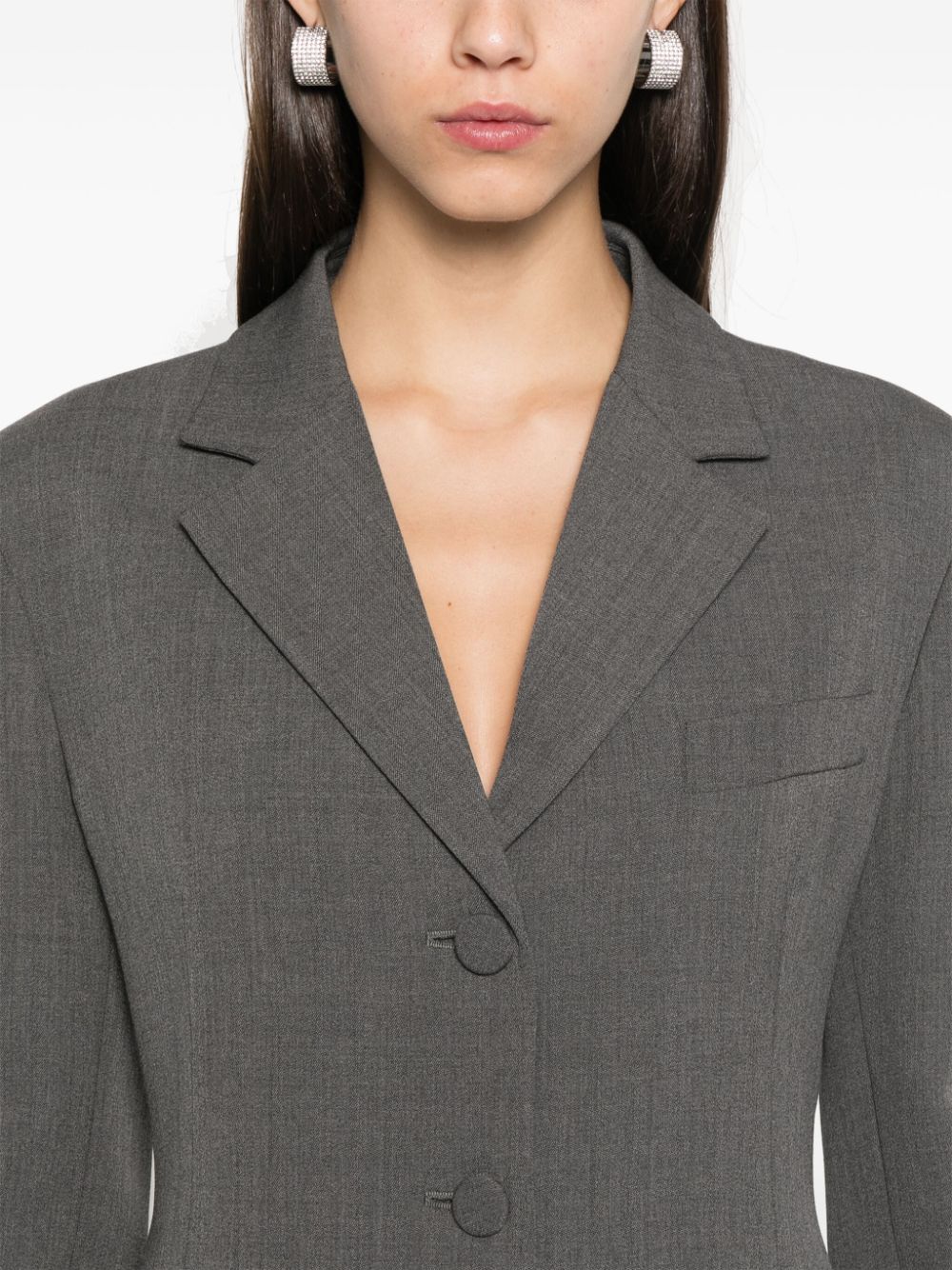 Shop Valentino Single-breasted Blazer In Grey