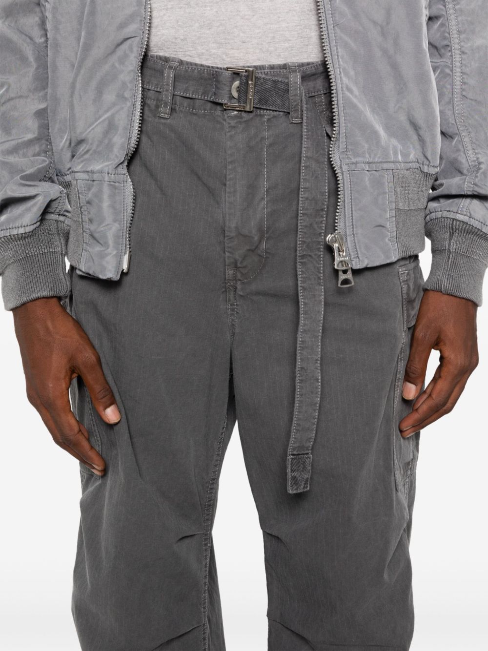 Shop Sacai Ripstop Cargo Pants In Grey