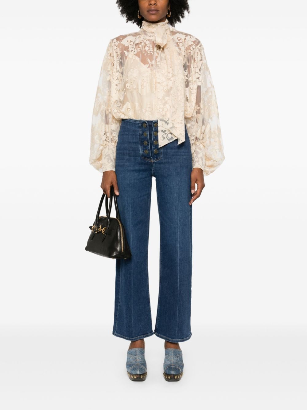 Shop Frame Le Slim Palazzo Sailor Jeans In Blue