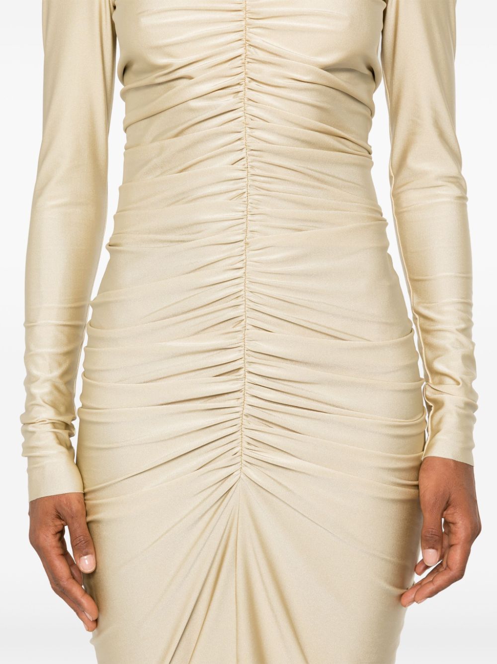 Shop Philosophy Di Lorenzo Serafini Draped Midi Dress In Neutrals