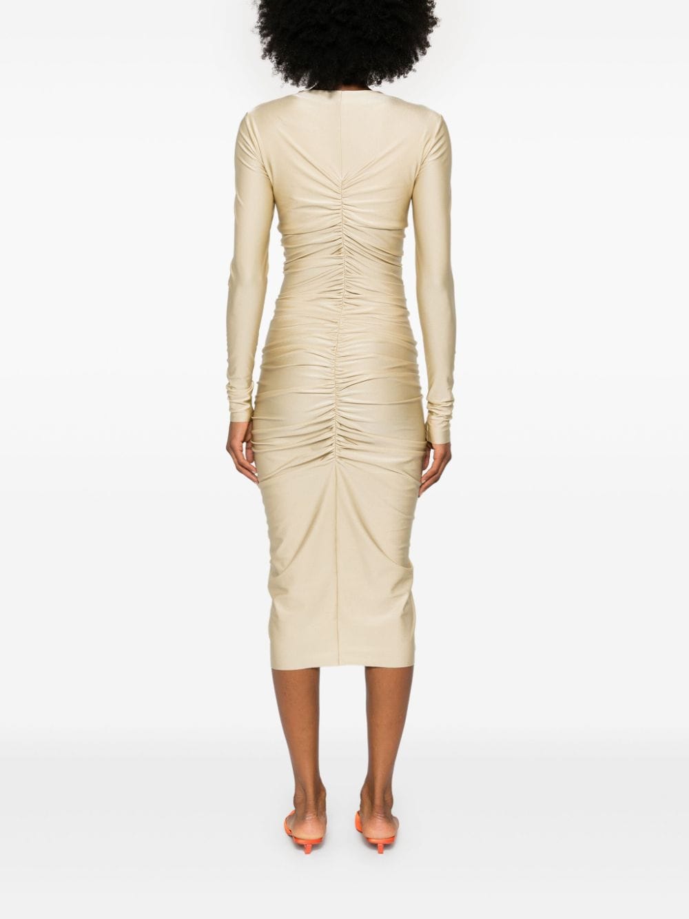 Shop Philosophy Di Lorenzo Serafini Draped Midi Dress In Neutrals